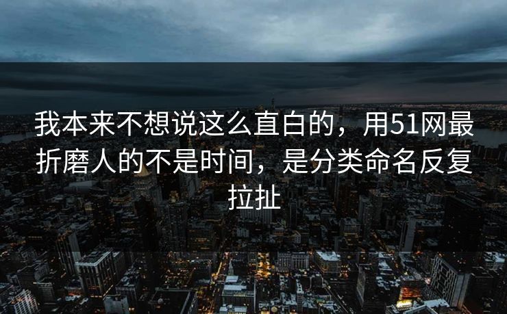 我本来不想说这么直白的，用51网最折磨人的不是时间，是分类命名反复拉扯